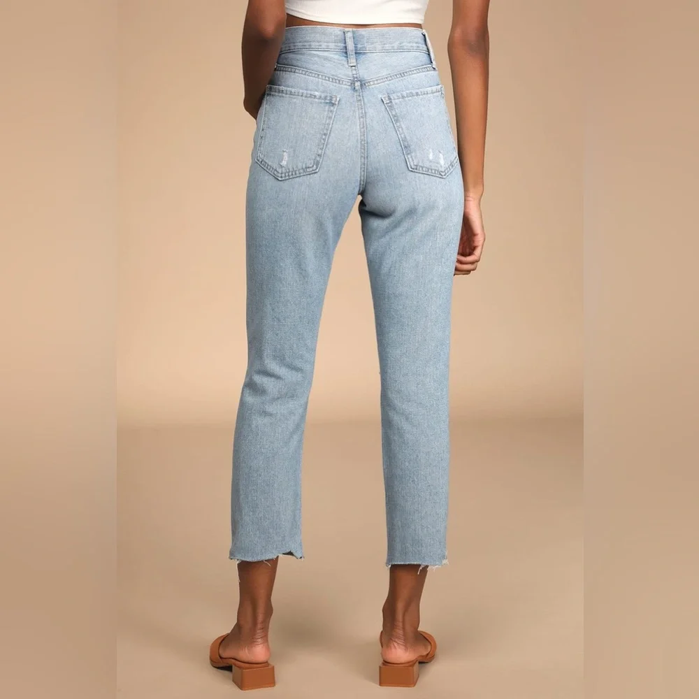 Vibes are Right Light Wash Distressed High Rise Cropped Jeans - Picture 4 of 10